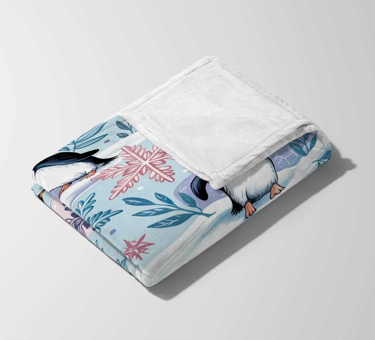 Simpatici pinguini e fiocchi di neve in un ambiente invernale coperta in pile da kidz&family