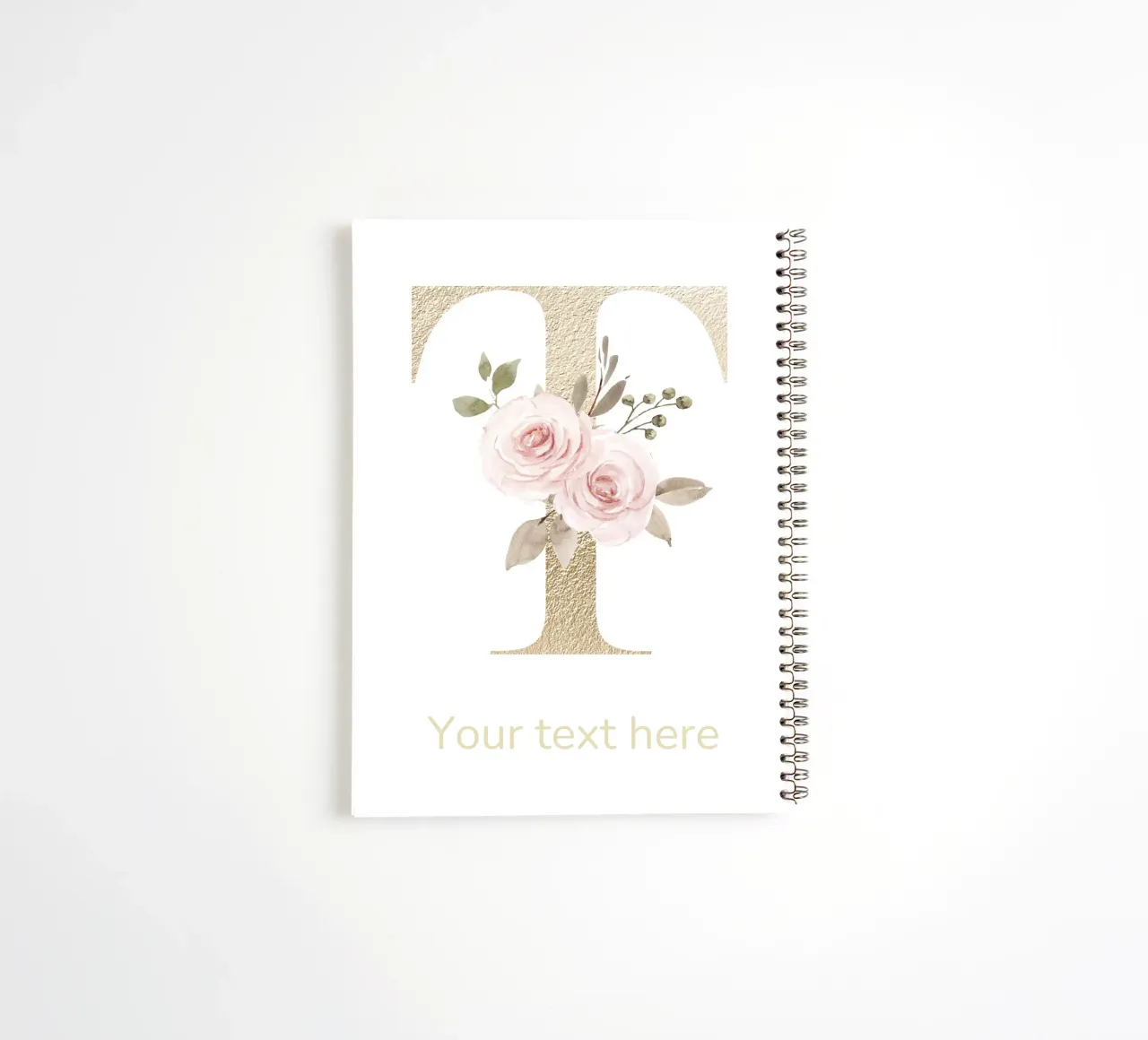 Letter T, Personalized Name Print, Personalized initial spiral notebook by The Custom Letter