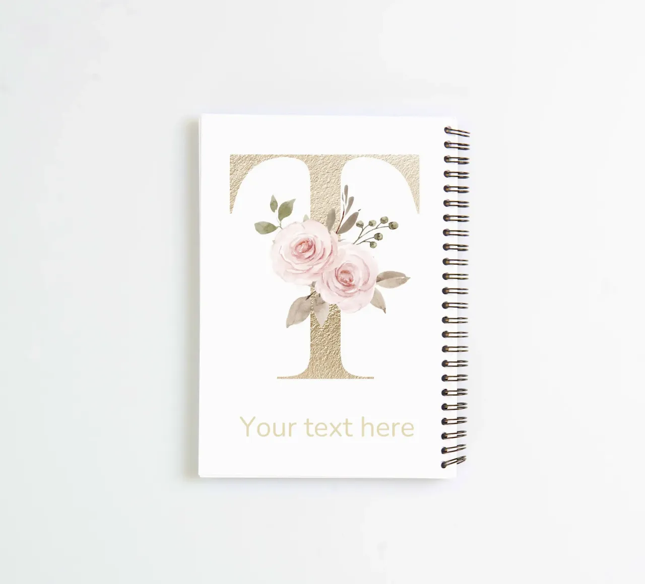 Letter T, Personalized Name Print, Personalized initial spiral notebook by The Custom Letter