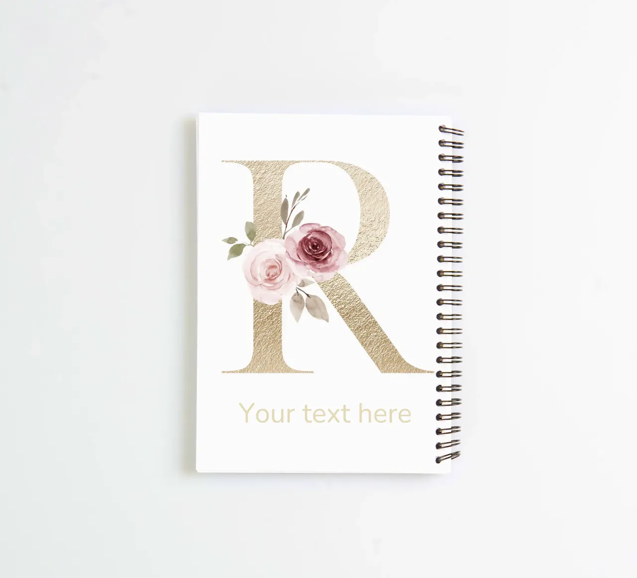 Letter R, Personalized Name Print, Personalized initial spiral notebook by The Custom Letter