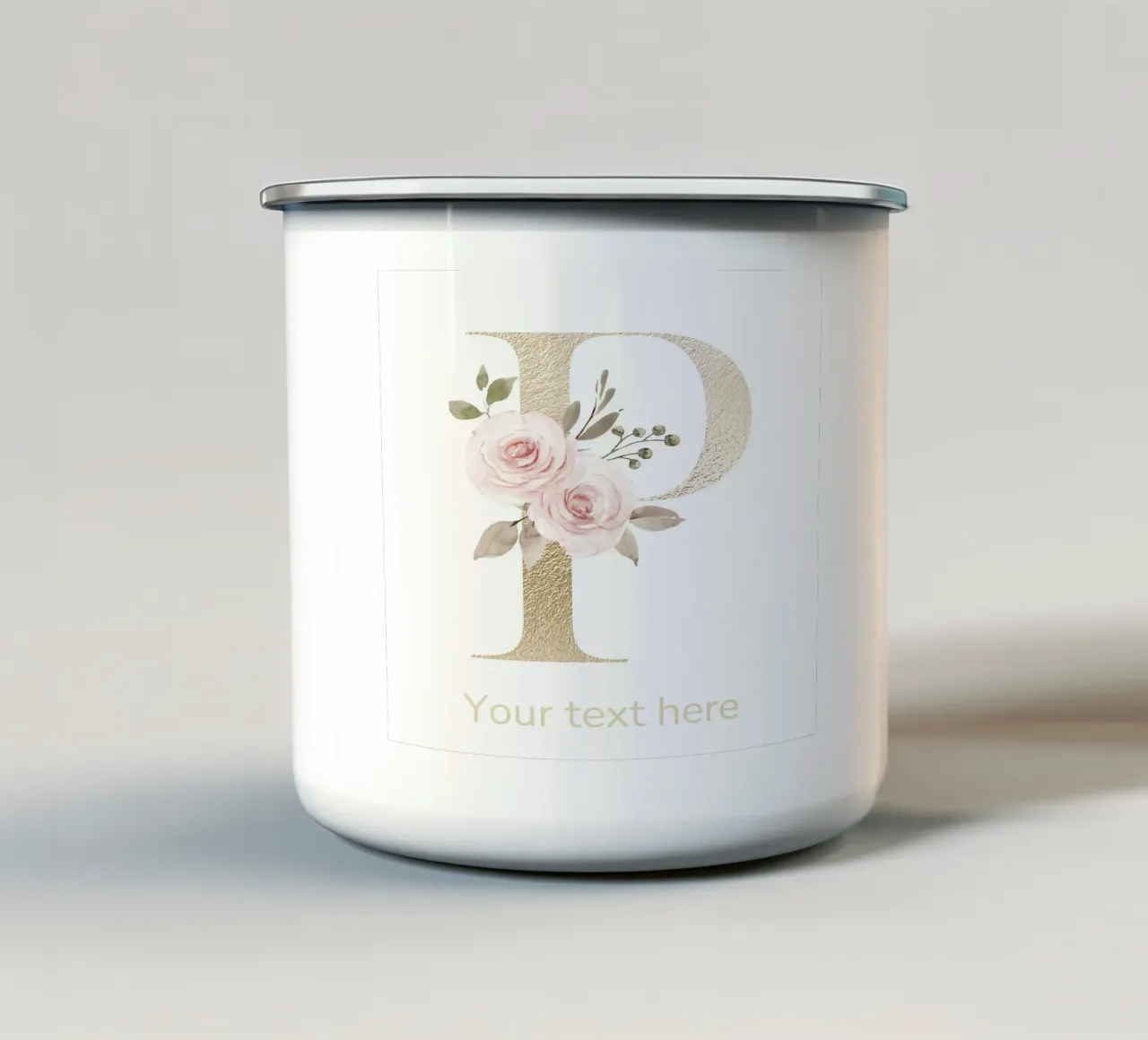 Letter P, Personalized Name Print, Personalized initial enamel mug by The Custom Letter