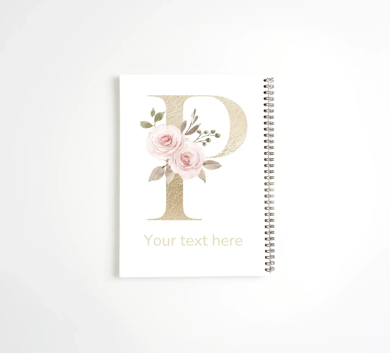 Letter P, Personalized Name Print, Personalized initial spiral notebook by The Custom Letter