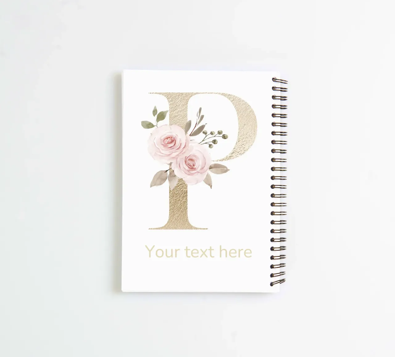Letter P, Personalized Name Print, Personalized initial spiral notebook by The Custom Letter
