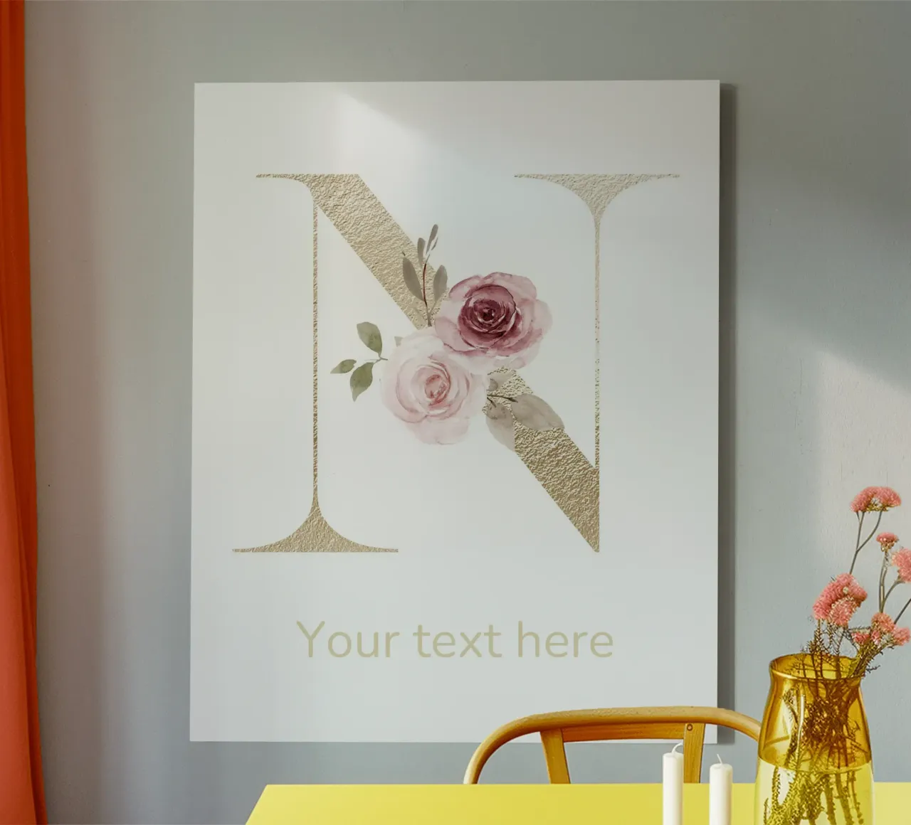 Letter N, Personalized Name Print, Personalized initial canvas by The Custom Letter