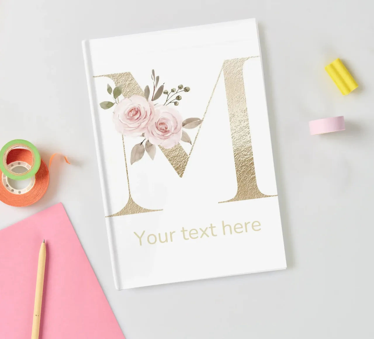 Letter M, Personalized Name Print, Personalized initial notebook by The Custom Letter