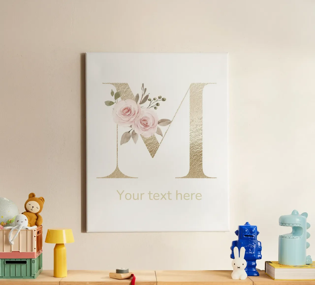 Letter M, Personalized Name Print, Personalized initial canvas by The Custom Letter