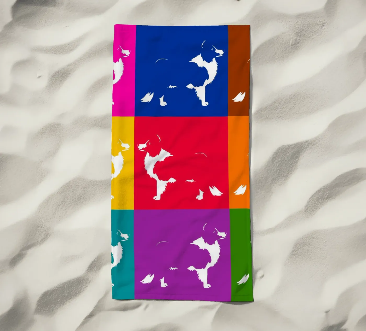 Border collie beach towel by Pop dogs