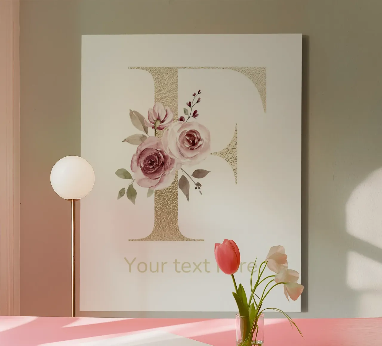 Letter F, Personalized Name Print, Personalized initial canvas by The Custom Letter