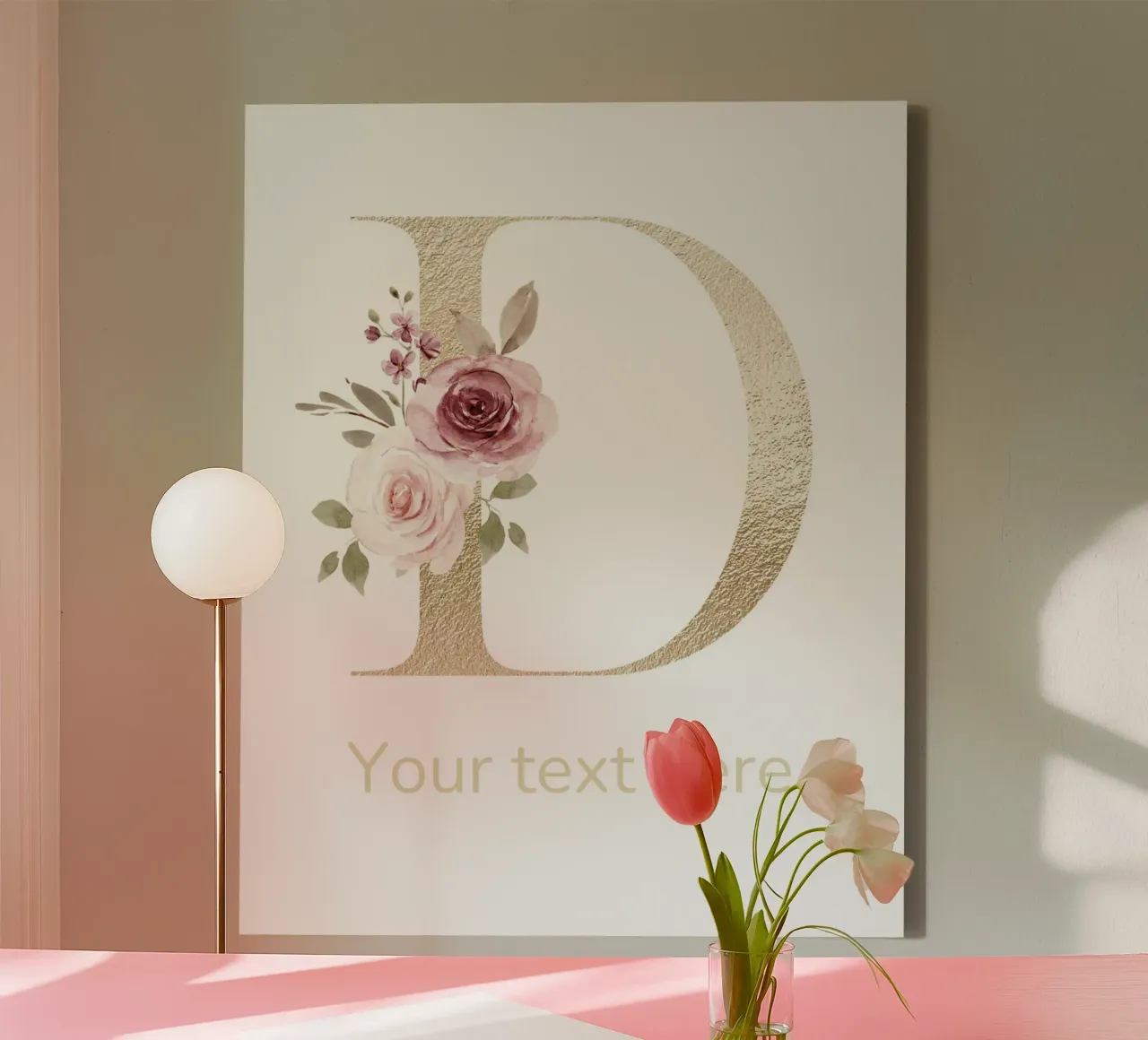 Letter D, Personalized Name Print, Personalized initial canvas by The Custom Letter