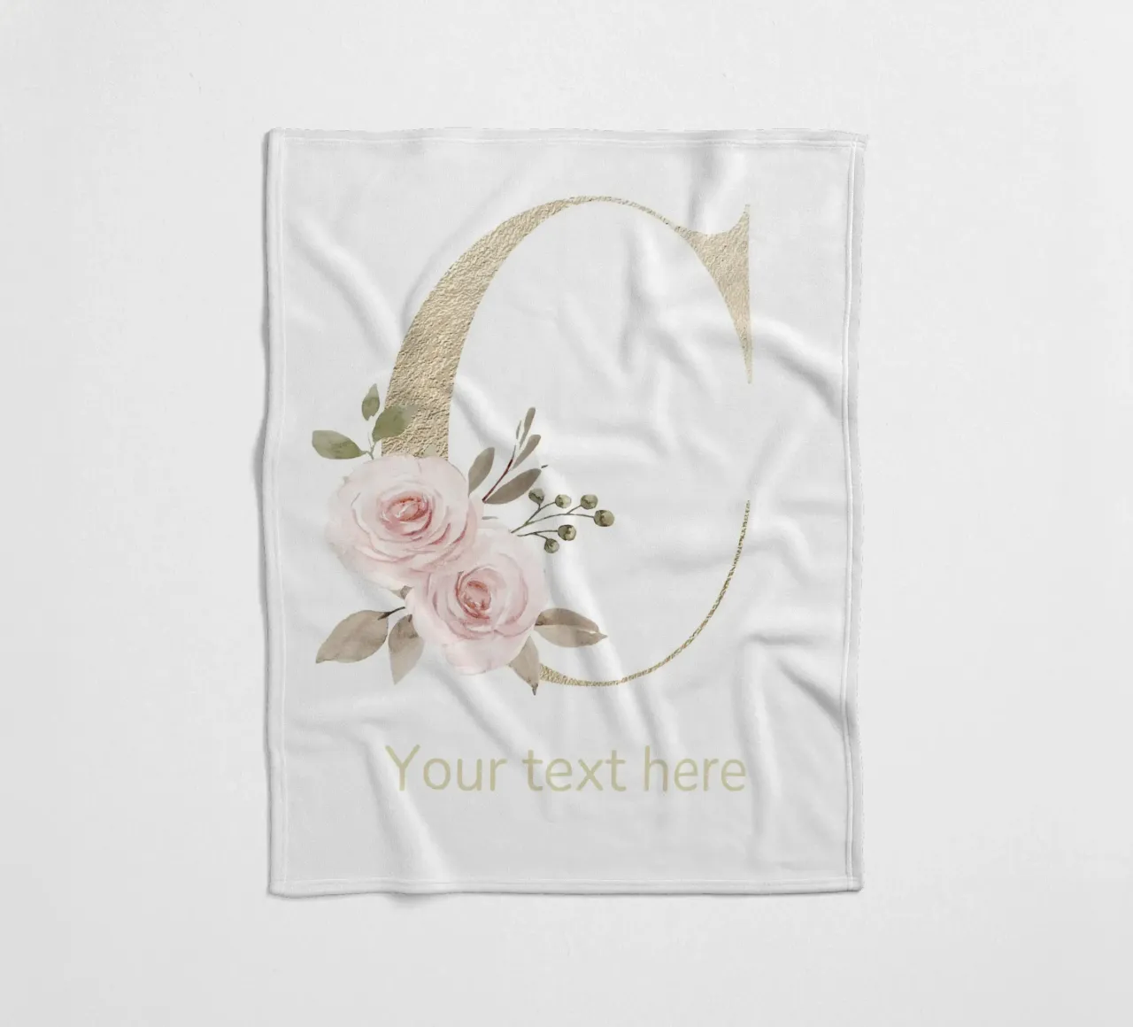 Letter C, Personalized Name Print, Personalized initial fleece blanket by The Custom Letter