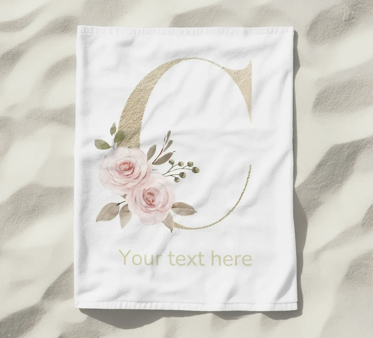Letter C, Personalized Name Print, Personalized initial beach towel by The Custom Letter
