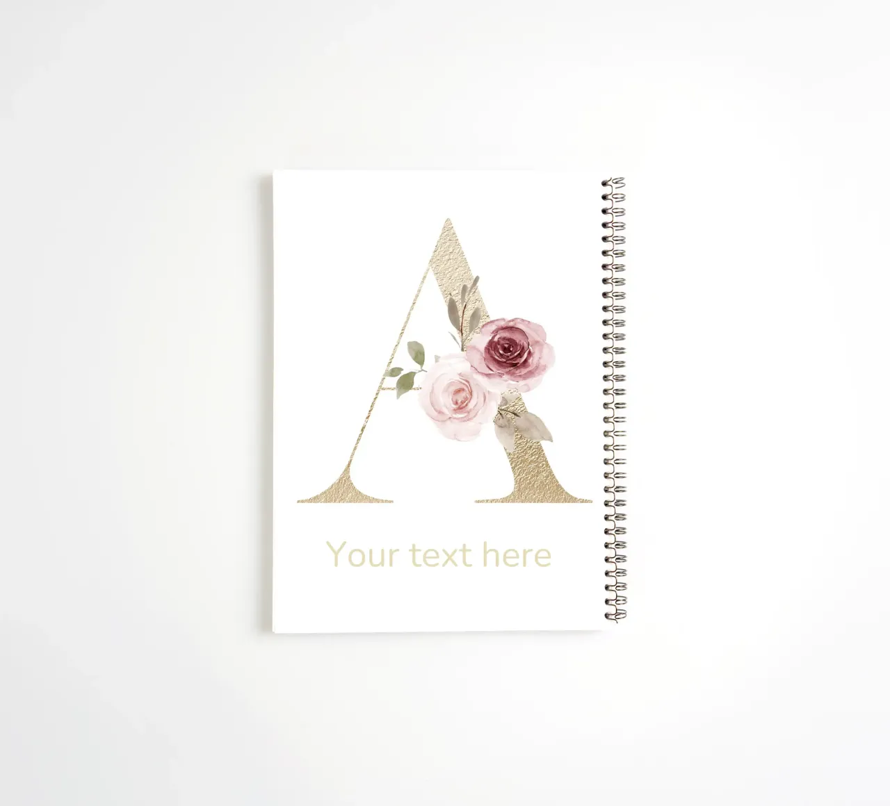 Letter A, Personalized Name Print, Personalized initial spiral notebook by The Custom Letter