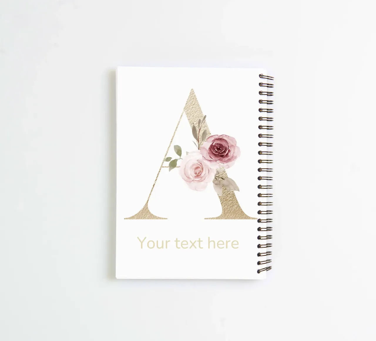 Letter A, Personalized Name Print, Personalized initial spiral notebook by The Custom Letter