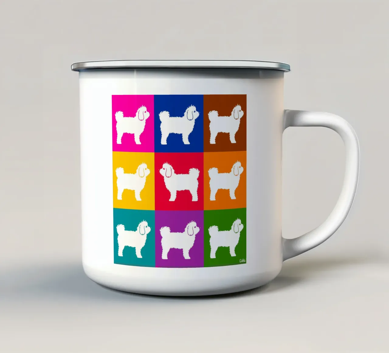 Cane maltese tazza in smalto da Pop dogs