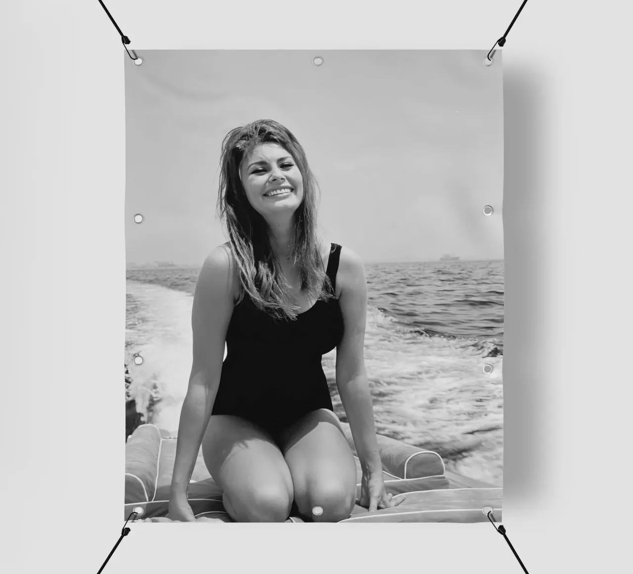 Shopia Loren Sorriso sulla spiaggia telo in pvc da Rachelwhell