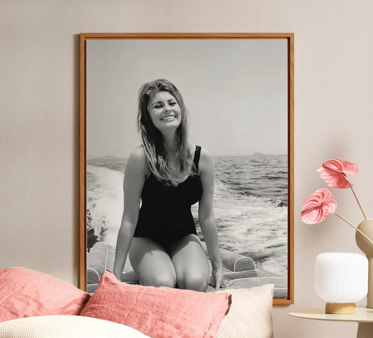 Shopia Loren Sorriso sulla spiaggia alluminio dibond da Rachelwhell