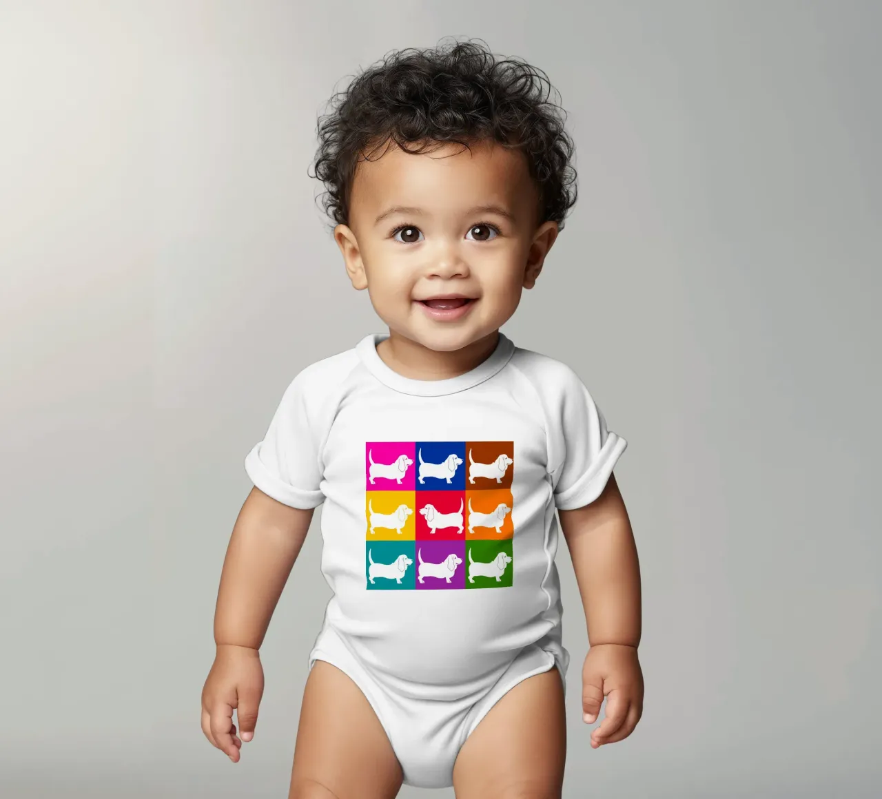 Basset Hound short-sleeve baby romper by Pop dogs