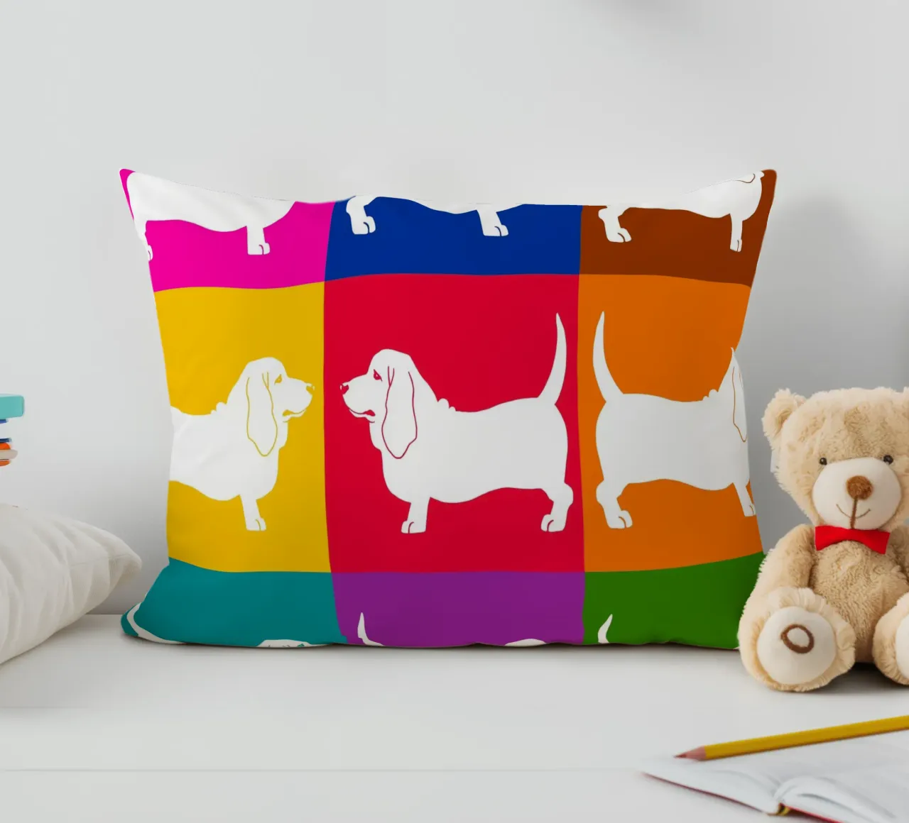 Basset Hound decorative cushion by Pop dogs
