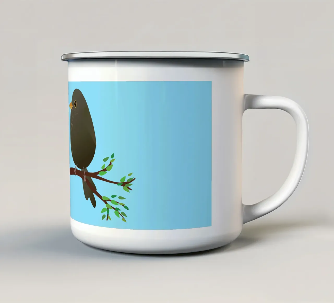 A couple of egg shaped blackbirds enamel mug by BwiseLizzy