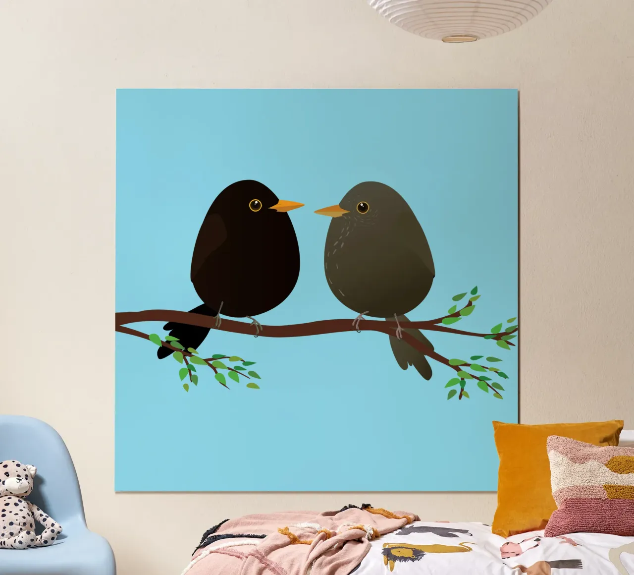 Una coppia di merli a forma di uovo poster con telaio in alluminio da BwiseLizzy