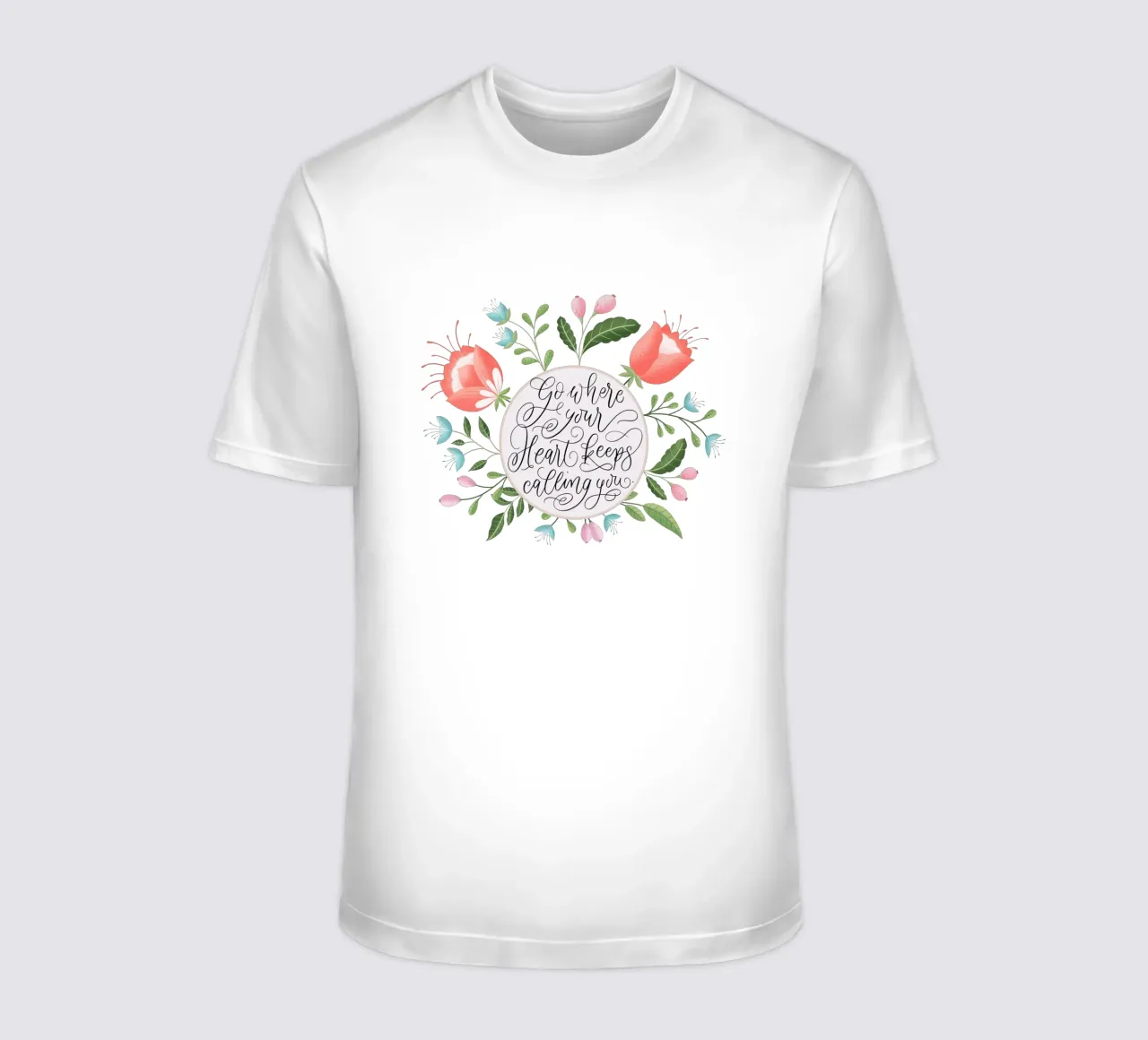 Quote. Follow the call of your heart. Modern calligraphy. t-shirt by CalliLetters