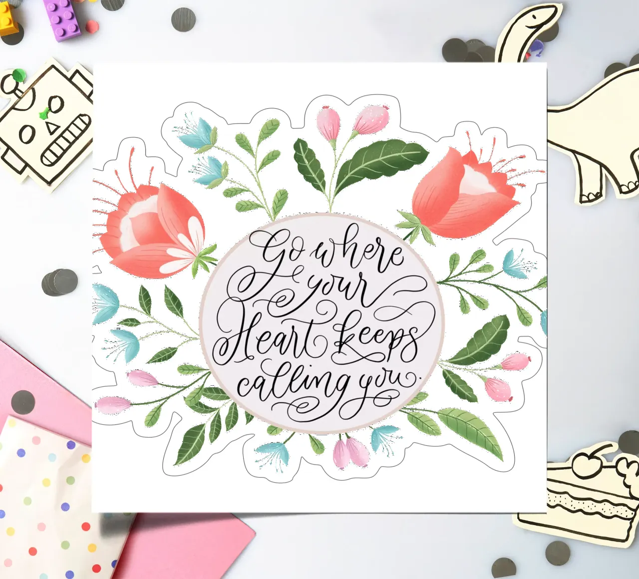 Quote. Follow the call of your heart. Modern calligraphy. sticker sheet by CalliLetters