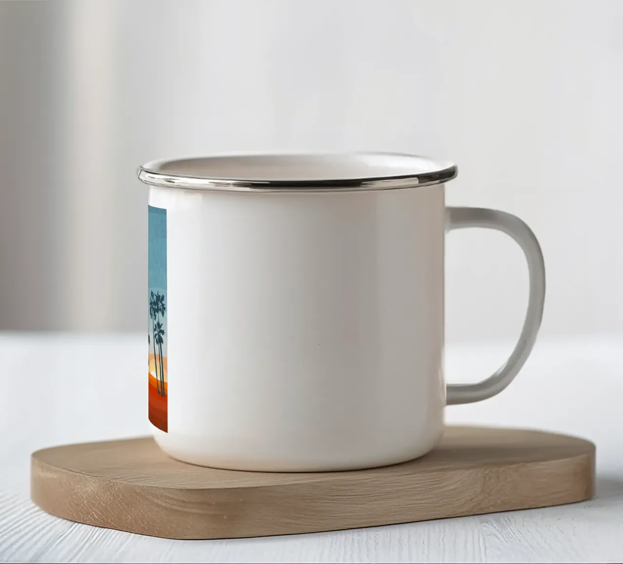 Sunset and palms tazza in smalto da Lynn Janet