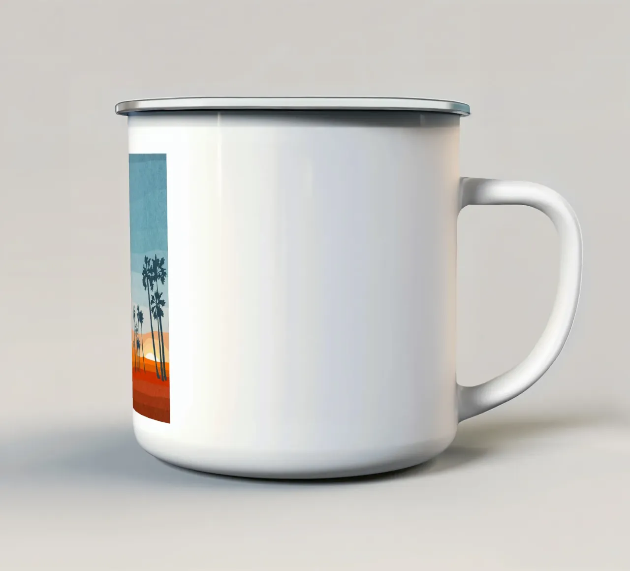 Sunset and palms tazza in smalto da Lynn Janet