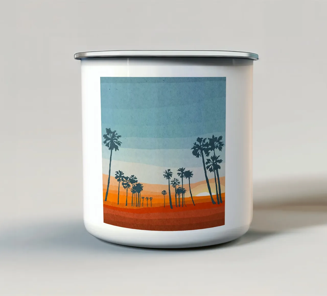 Sunset and palms tazza in smalto da Lynn Janet