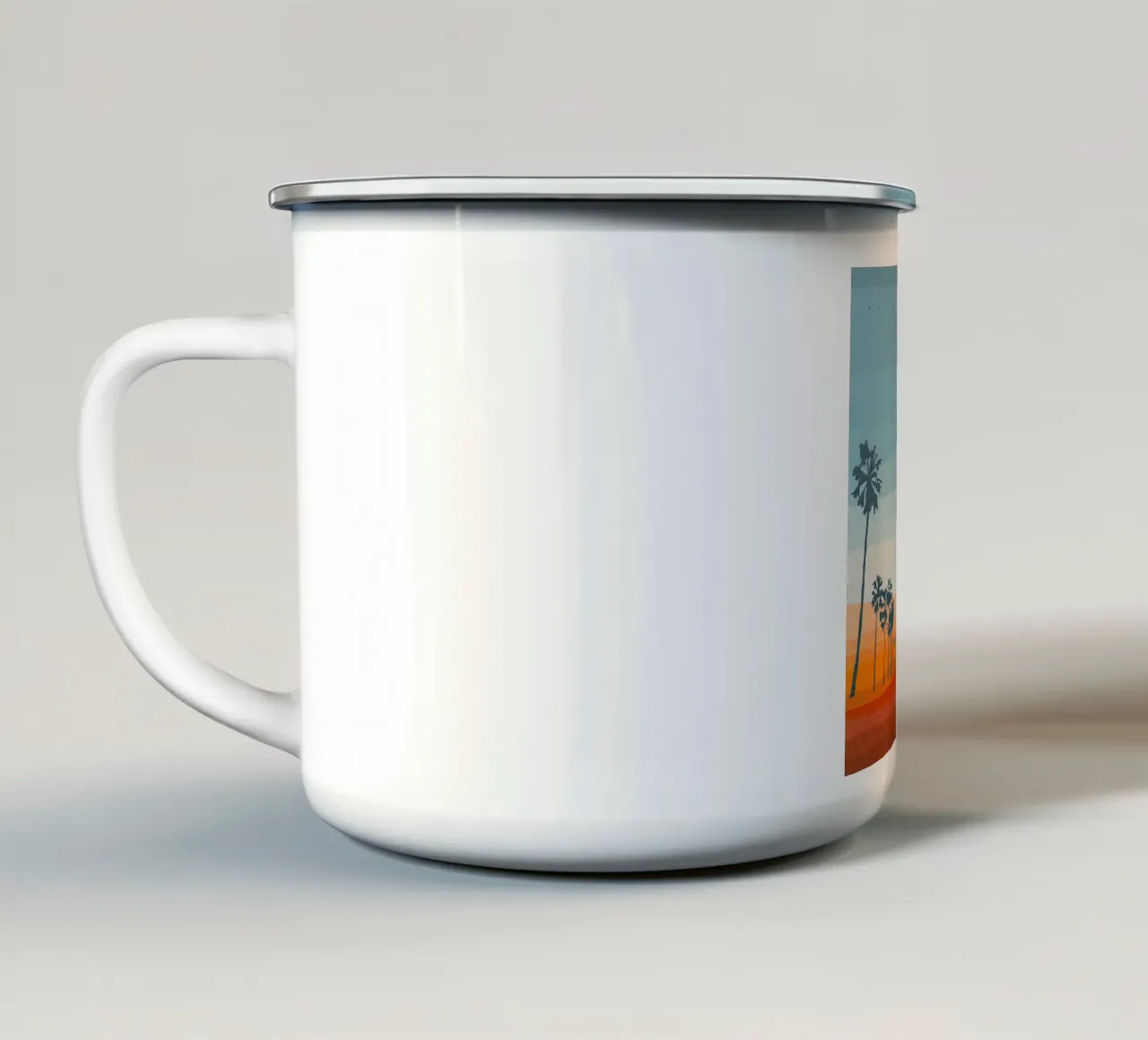 Sunset and palms tazza in smalto da Lynn Janet