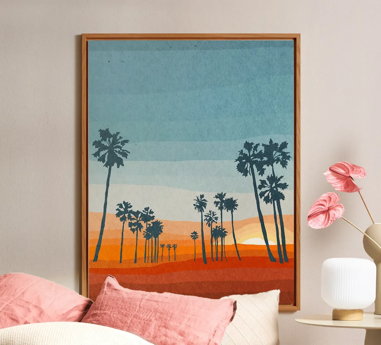 Sunset and palms alluminio dibond da Lynn Janet