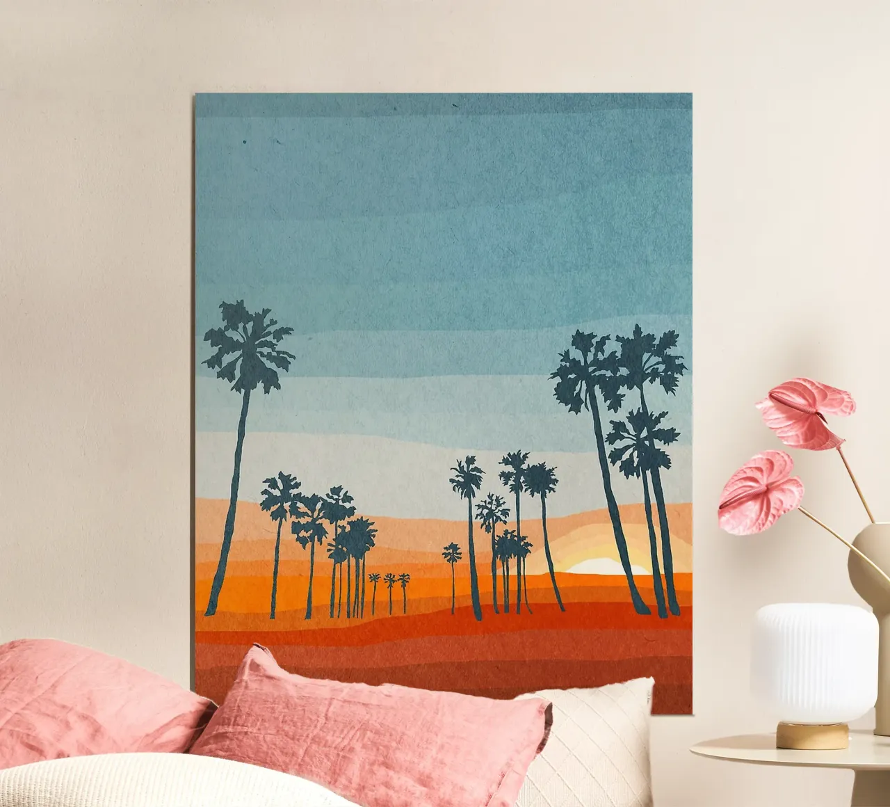 Sunset and palms carta hahnemühle da Lynn Janet