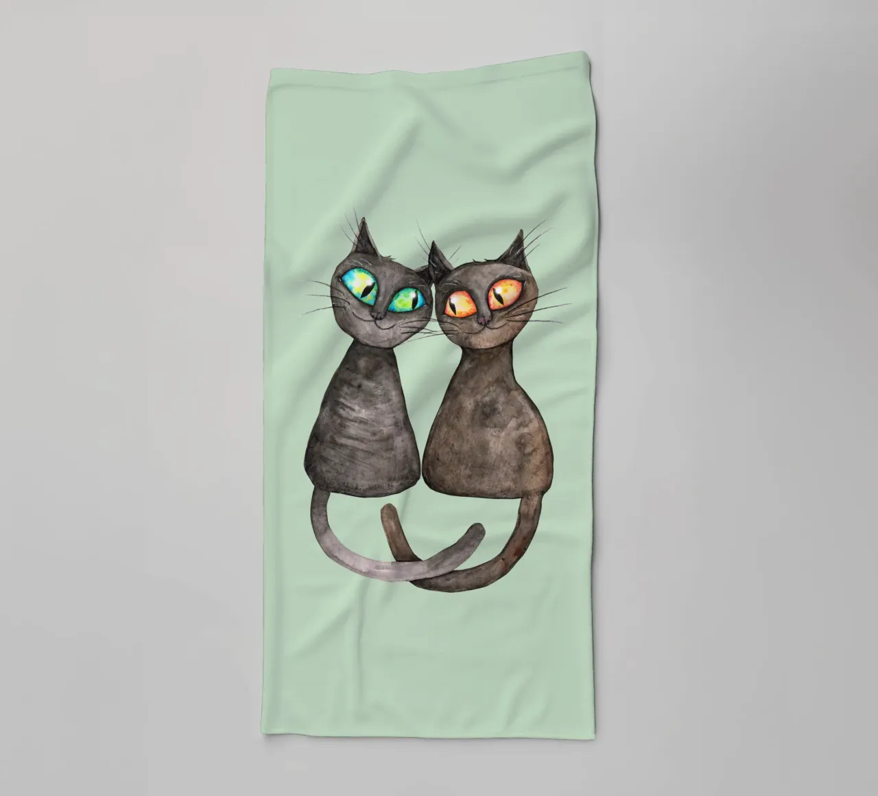 Deux chats mignons et affectueux serviette de bain de BwiseLizzy