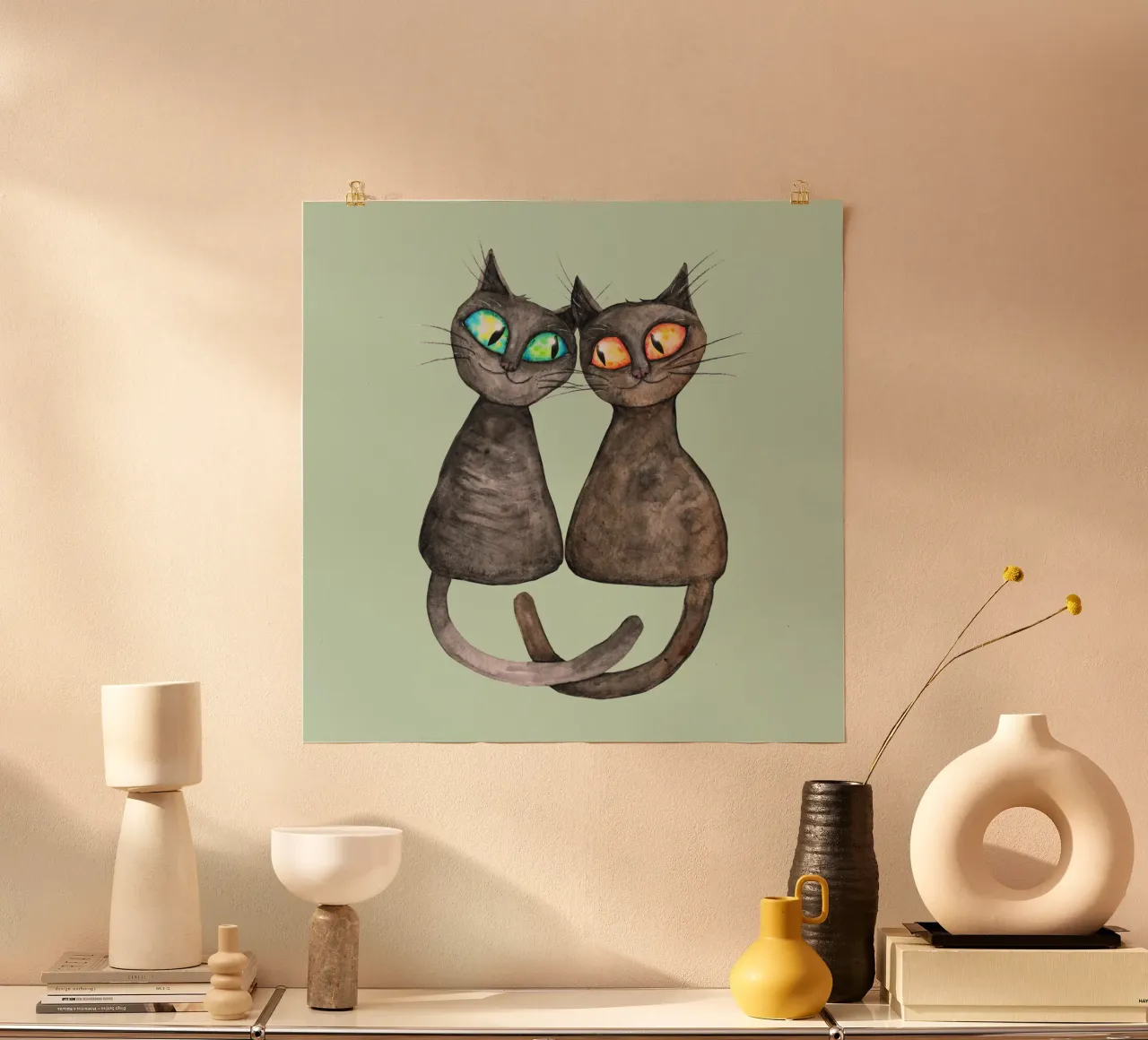 Deux chats mignons et affectueux hahnemühle de BwiseLizzy