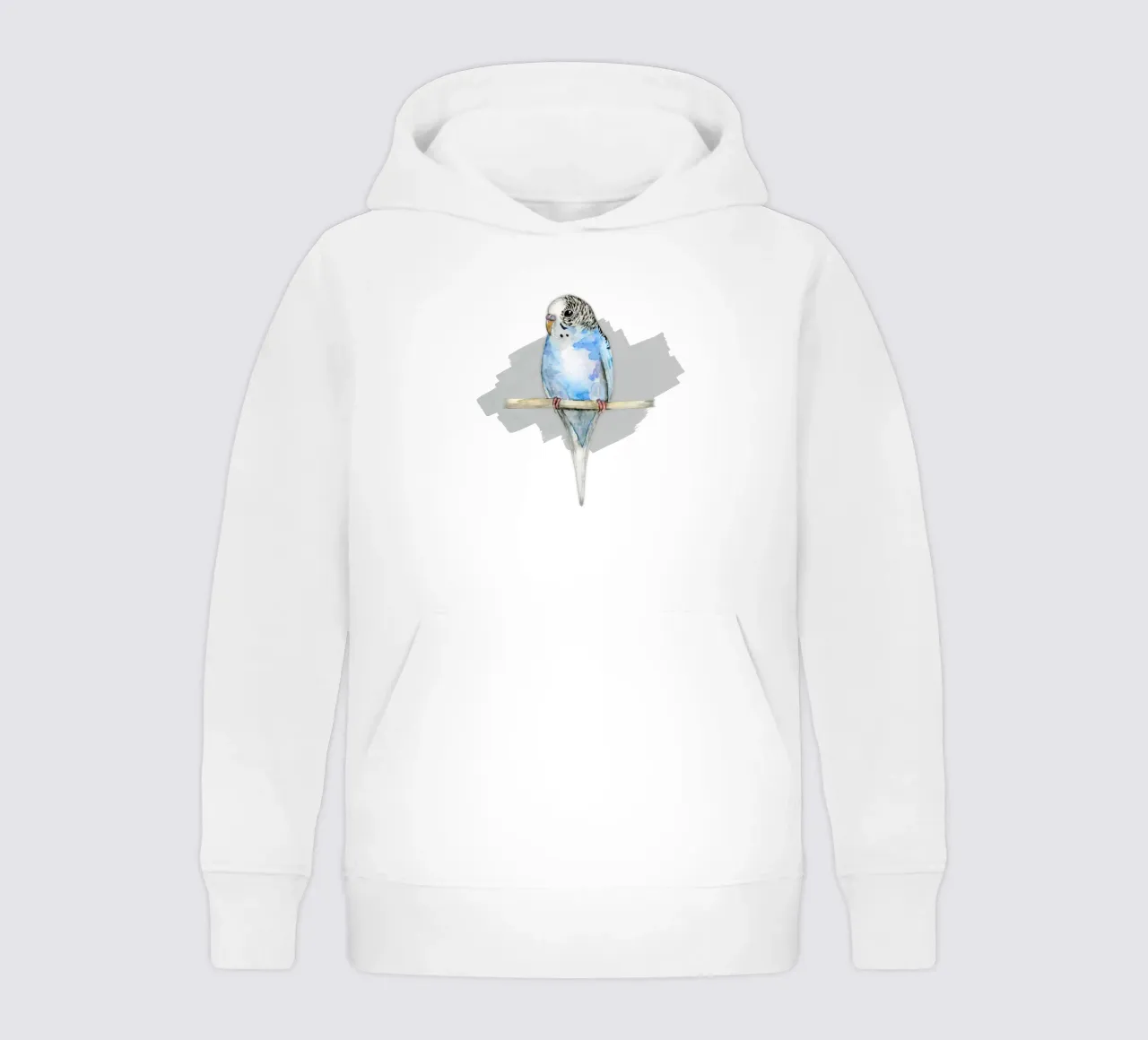 Blue spotted budgie watercolor kids hoodie by BwiseLizzy