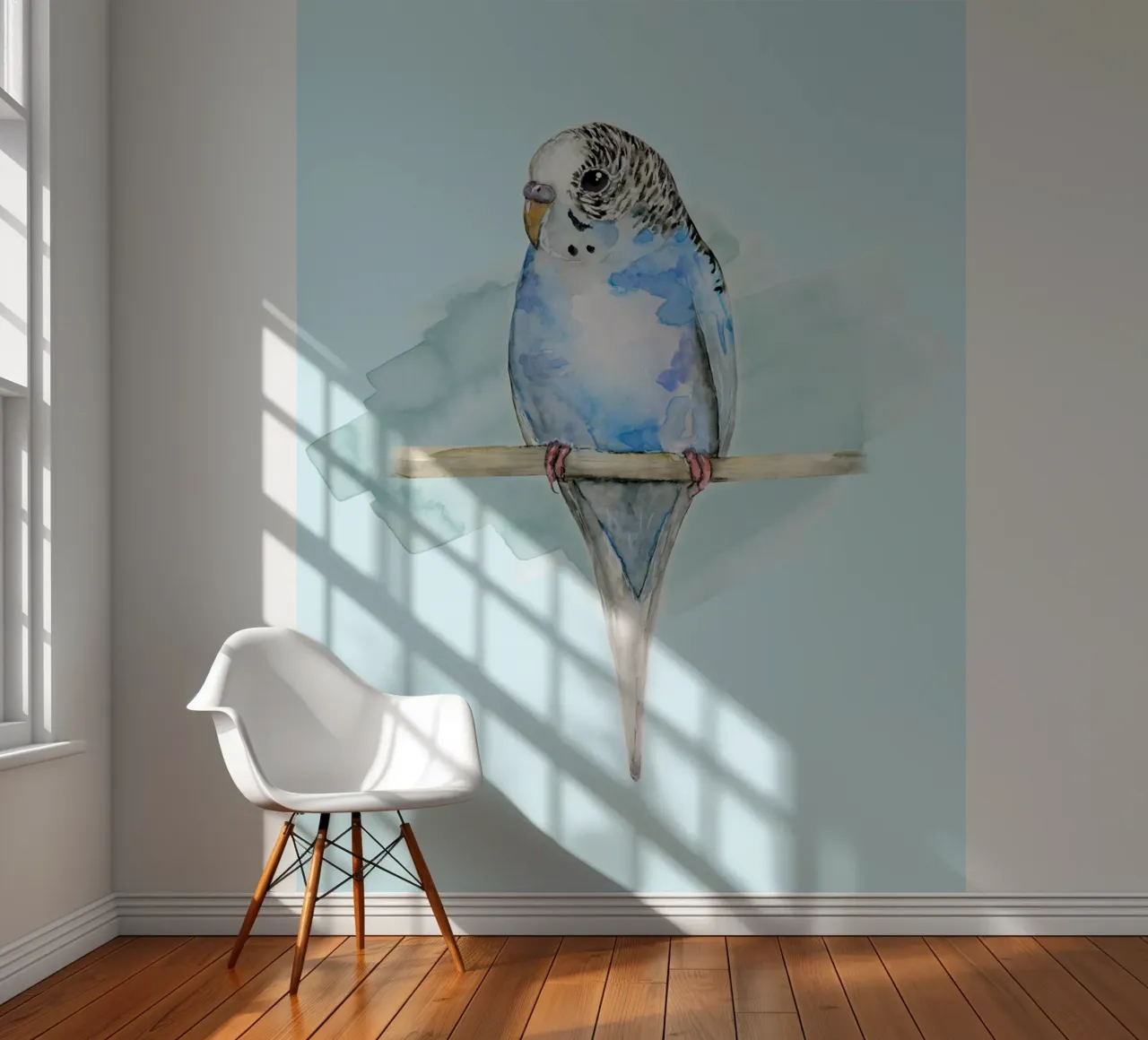 Blue spotted budgie watercolor photo wallpaper by BwiseLizzy