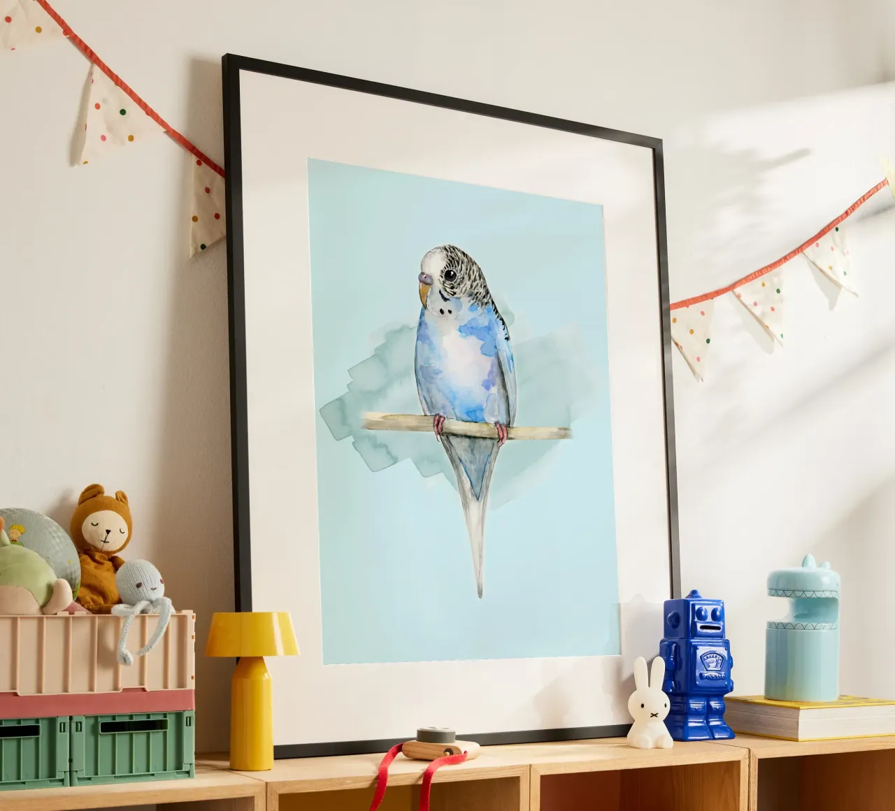 Blue spotted budgie watercolor hahnemühle by BwiseLizzy