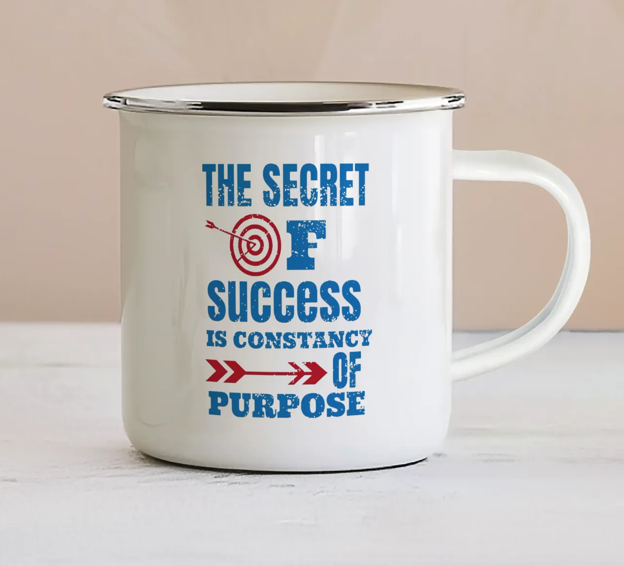 Le secret de la réussite, c'est la constance de l'objectif mug en émail de Gunawan Rb
