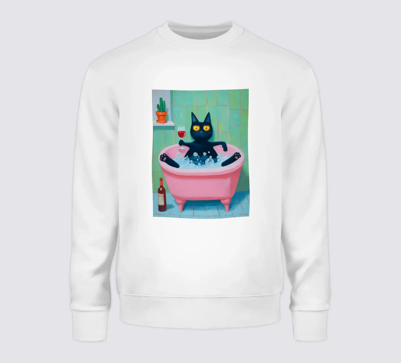 Gatto in un bagno di schiuma felpa da Carinaprint