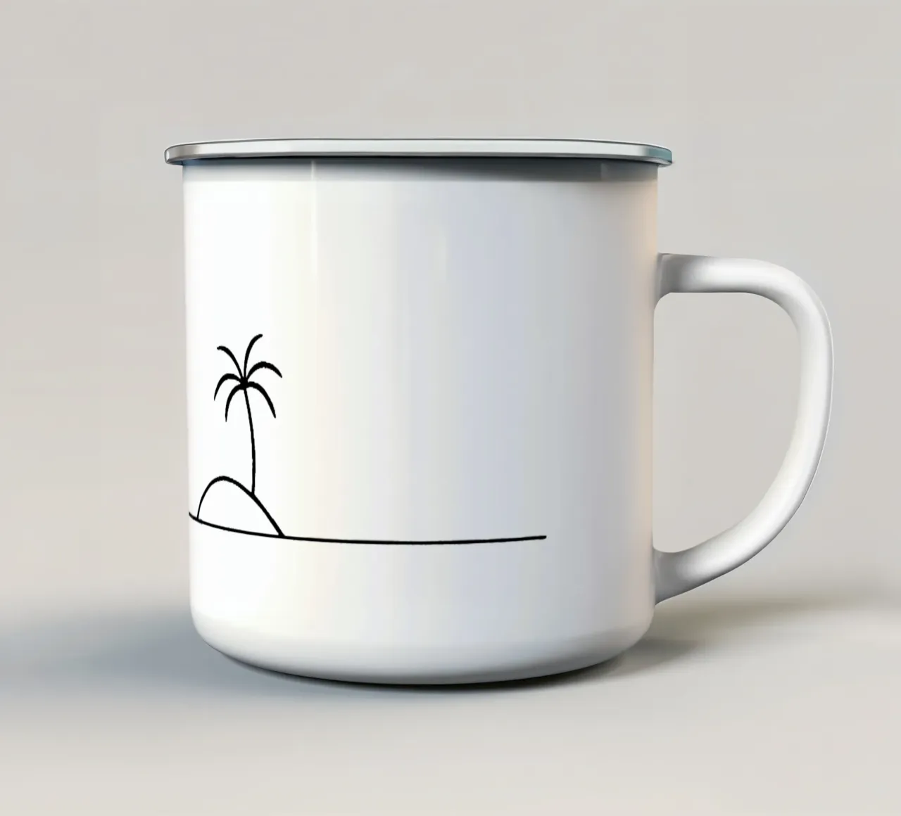 Palma minimalista Line art palma su isola nel mare tazza in smalto da Bold & Simple