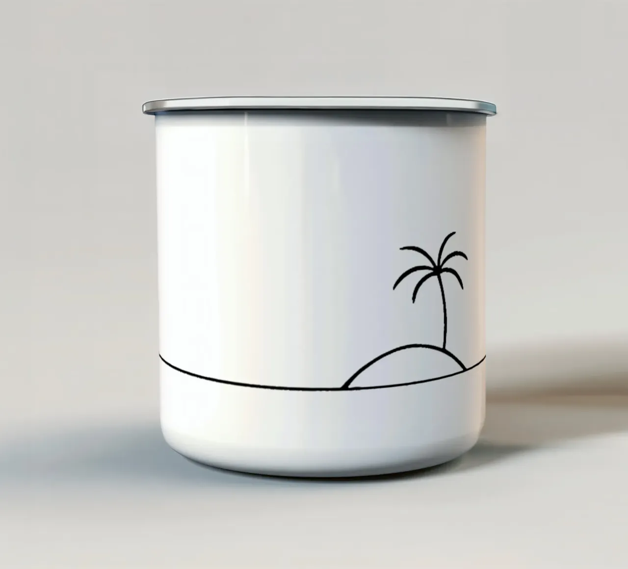 Palma minimalista Line art palma su isola nel mare tazza in smalto da Bold & Simple