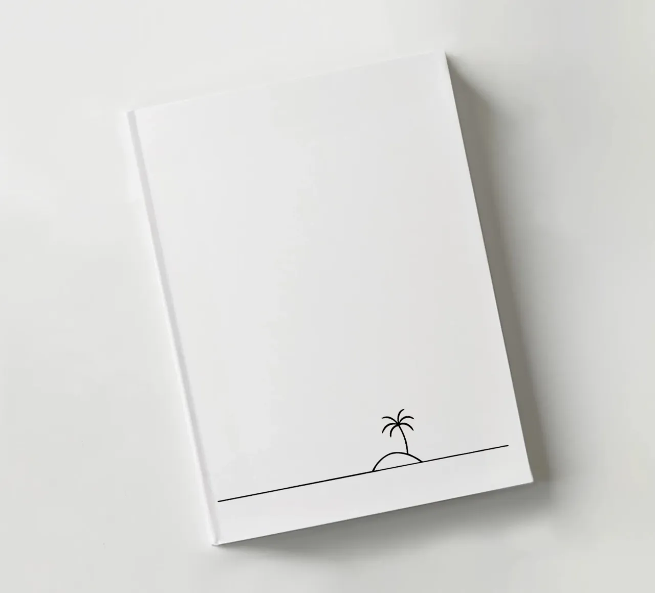 Minimalist palm tree Line art palm tree on island in the sea notebook by Bold & Simple