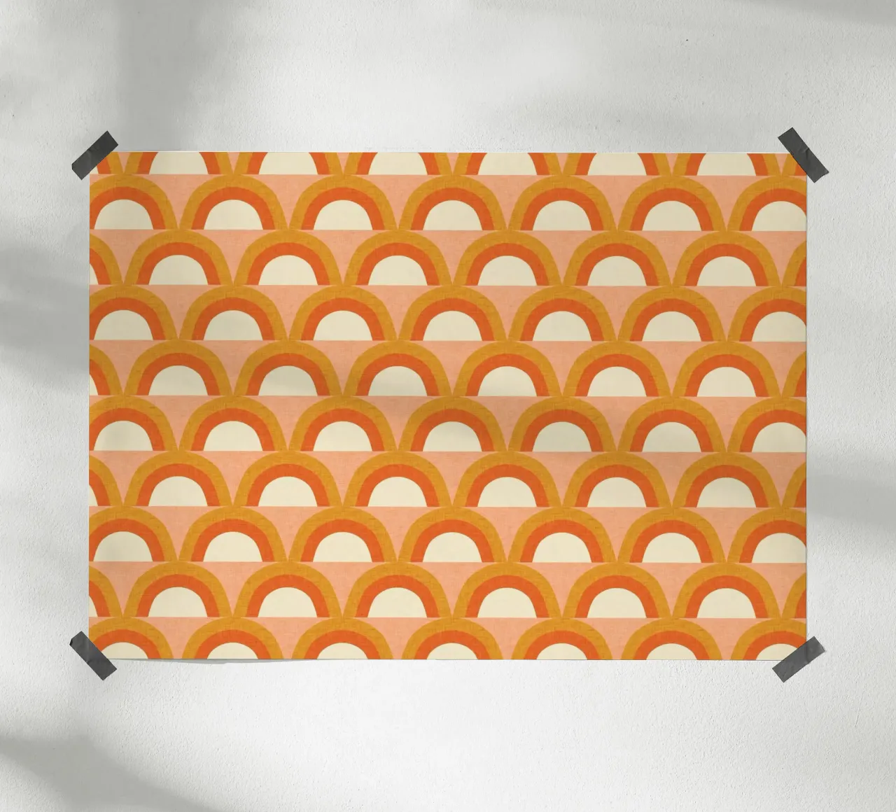 Nuevo Mid Mod Arco Iris Mágico Naranja poster con marco de madera de susanacosta