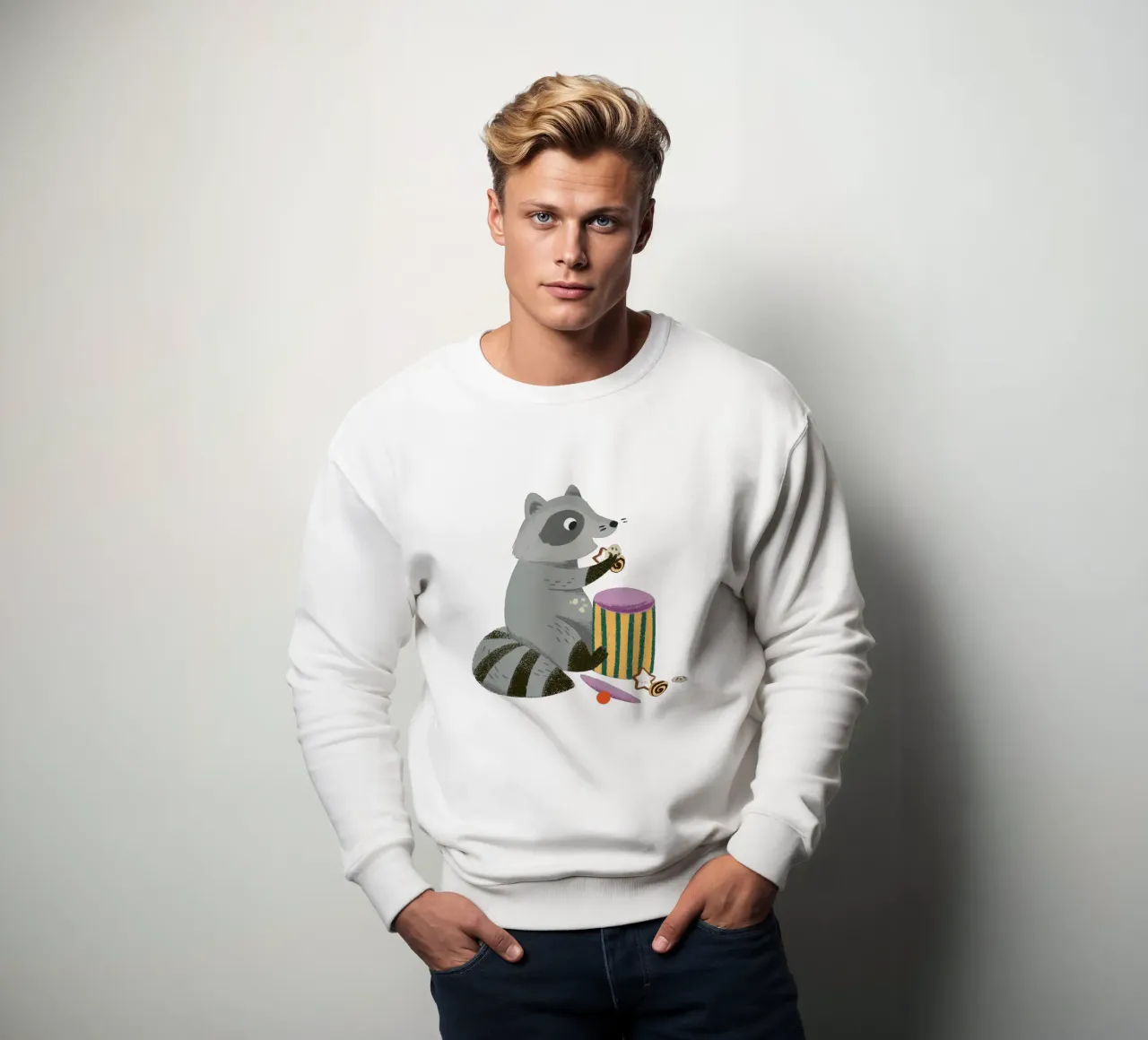 Ladro di biscotti - Illustrazione di un simpatico procione felpa da VIERUNDFÜNFZIG