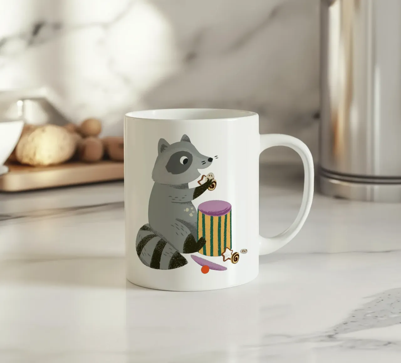 Ladro di biscotti - Illustrazione di un simpatico procione tazza in ceramica da VIERUNDFÜNFZIG