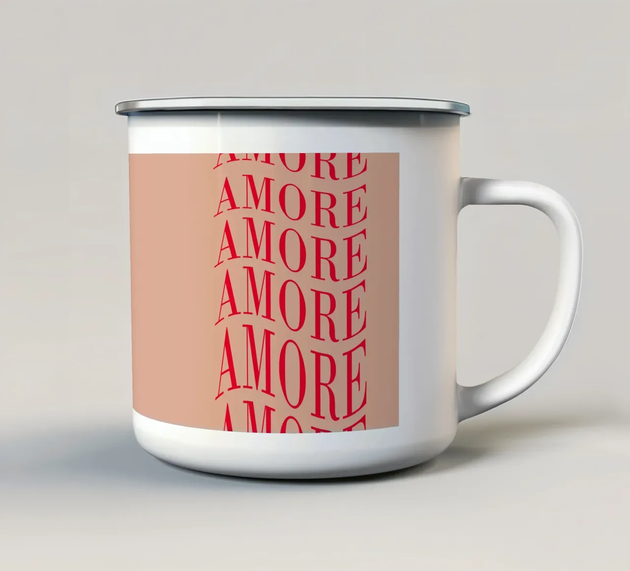 Arte dell'amore "AMORE" ondulata e groovy tazza in smalto da Bold Type Co.