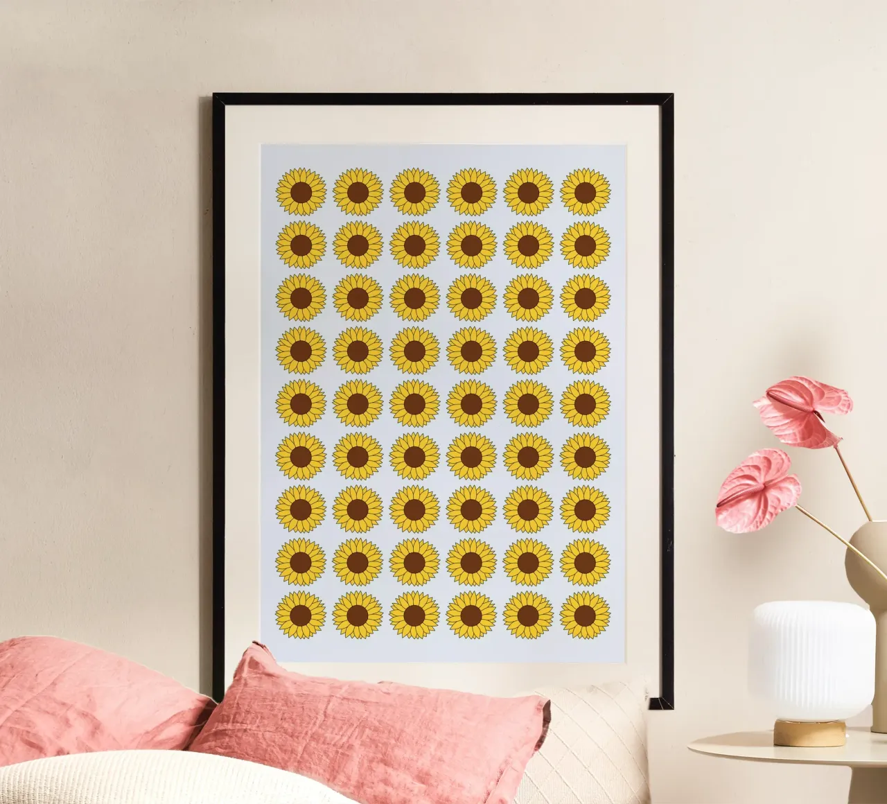 sunflowers poster con telaio in legno da lookingforsunrays