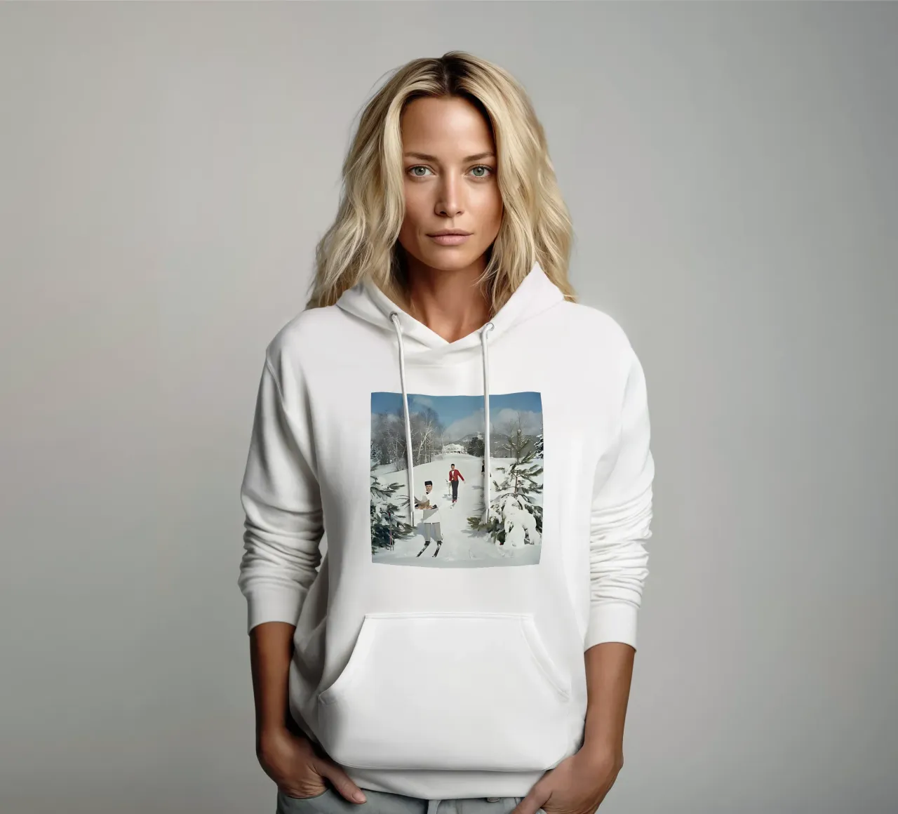 Slim Aarons - Camerieri sciatori felpa con cappuccio da furrrstore