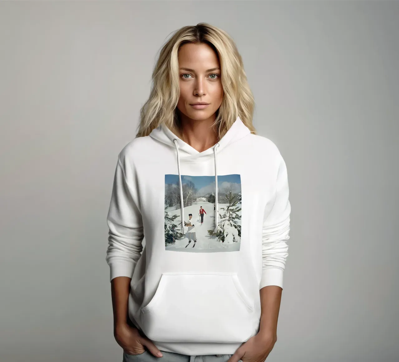 Slim Aarons - Camerieri sciatori felpa con cappuccio da furrrstore