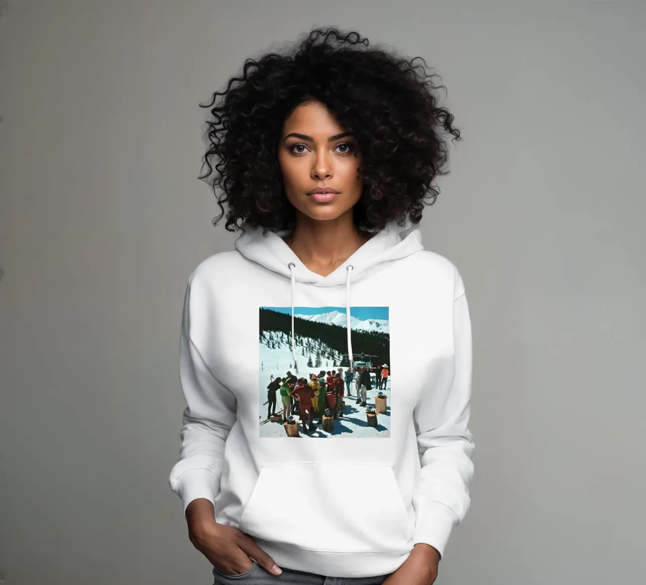 Slim Aarons - Picnic a Snowmass felpa con cappuccio da furrrstore